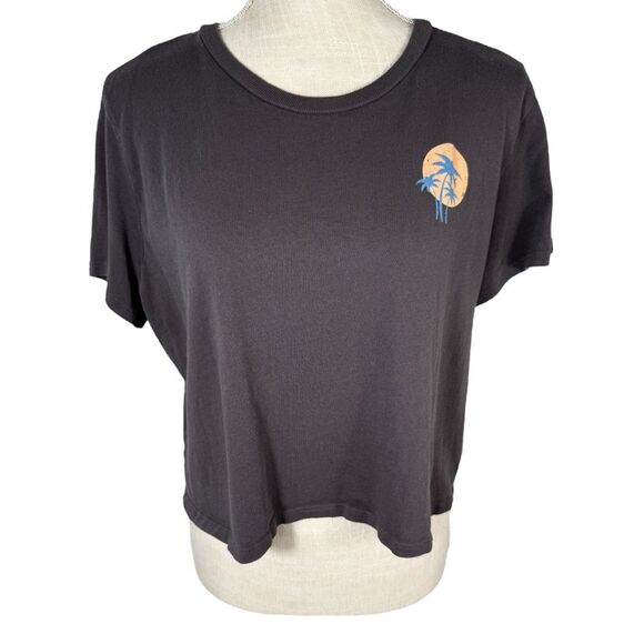Pura Vida Grey Surf Tour Cropped Tee T-Shirt - Picture 2 of 5